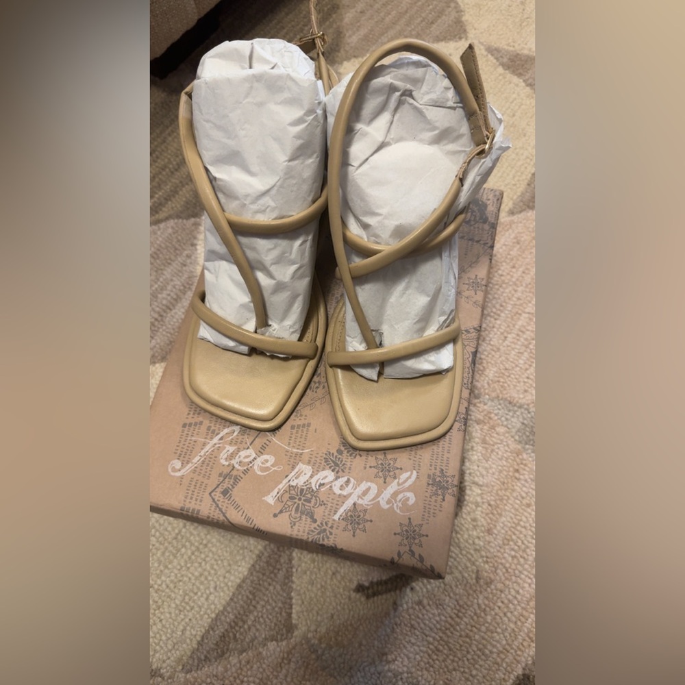 Free People Beige Strappy Heels